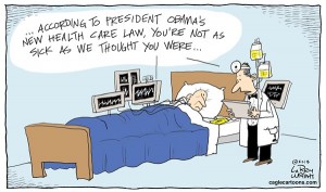 Blog cartoon high cost of Obama care